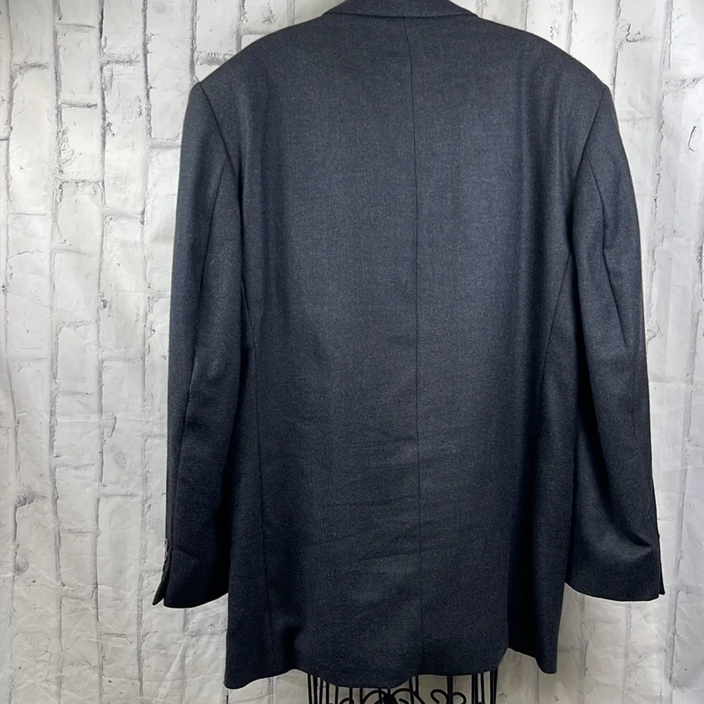 Oscar DeLa Renta Wool Blazer Single Breasted Marled Charcoal Grey Fully Lined